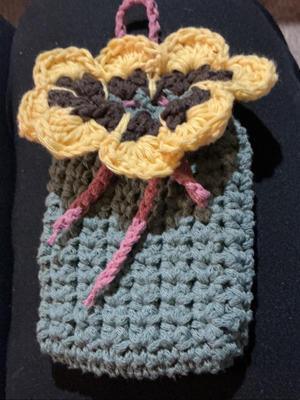 Soap saver  Pouch with Yellow Flower